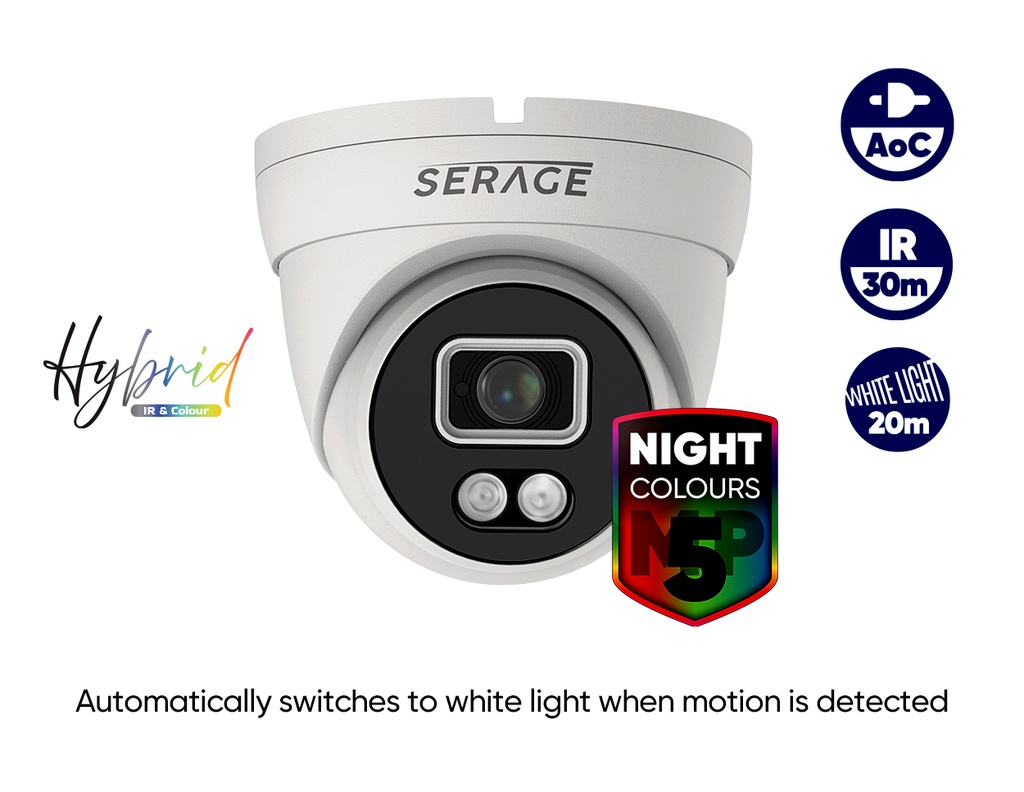 SRDTC5FW/B - Serage 5MP Full Colour Dome Camera with Audio over Coax