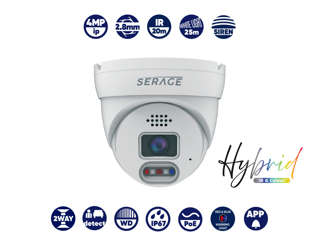 SRDNC4FSW/B - Serage 4MP IP 2.8mm Fixed Lens Dome Camera