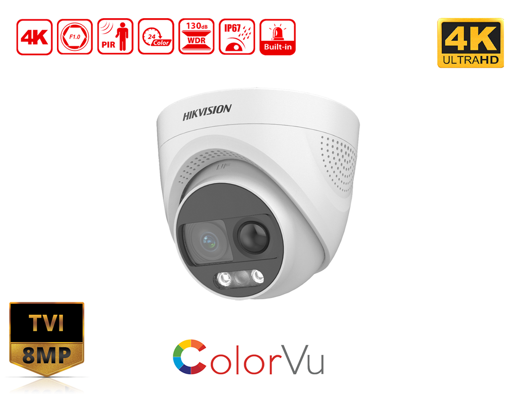 DS-2CE72UF3T-PIRXO(2.8MM) - Hikvision 4K ColorVu PIR Siren Fixed Turret Camera