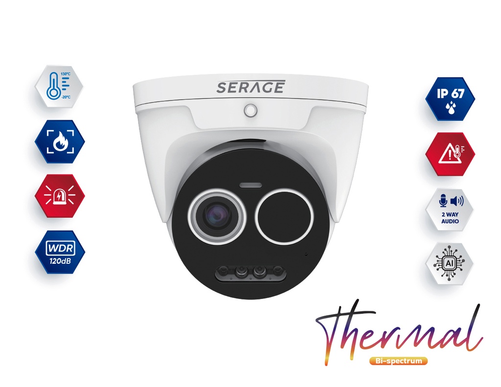 SRPTDN256/5M - Serage White Bi-Spectrum Premium Thermal Dome Camera