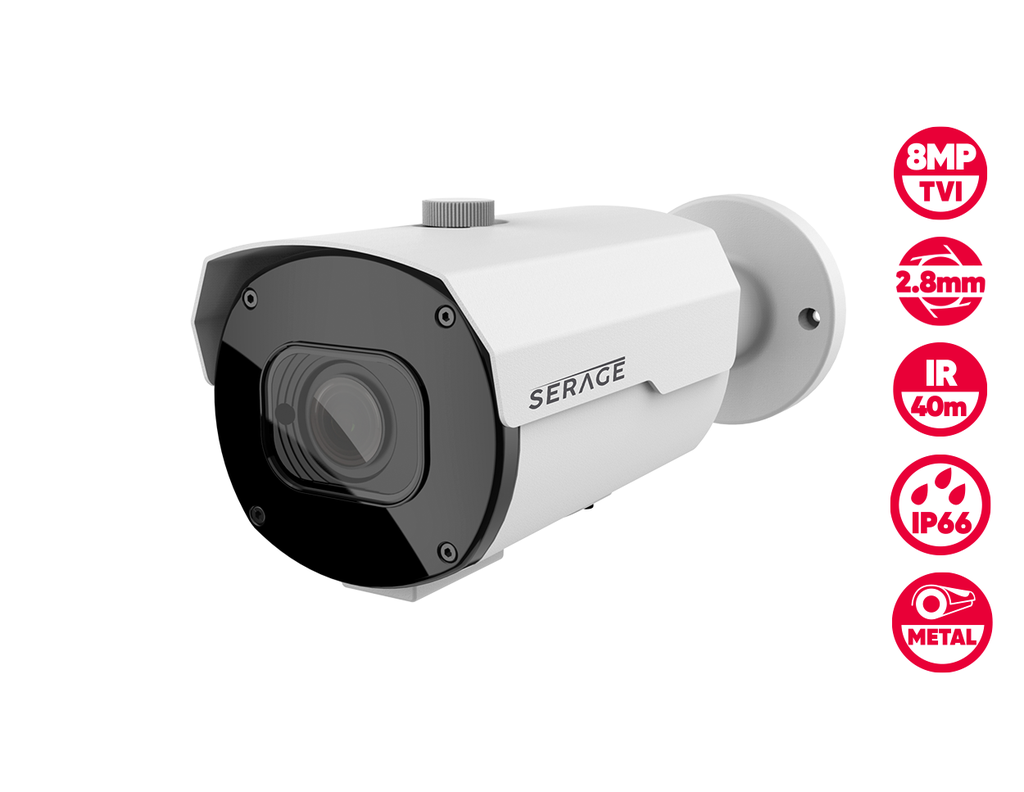 SRBT8FW/B - Serage 8MP TVI 2.8mm Fixed Lens Bullet Camera