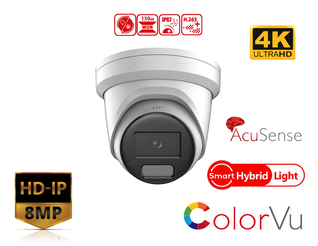 DS-2CD2387G2H-LIU - Hikvision 8 MP Smart Hybrid Light with ColorVu Fixed Turret Network Camera