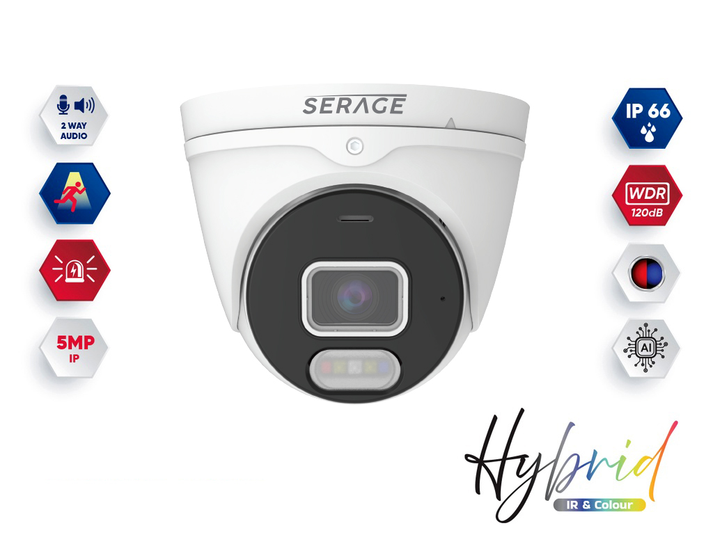SRPDNC5FSAIW/B - Serage Hybrid 5MP 2.8mm Fixed Lens Premium Dome Camera