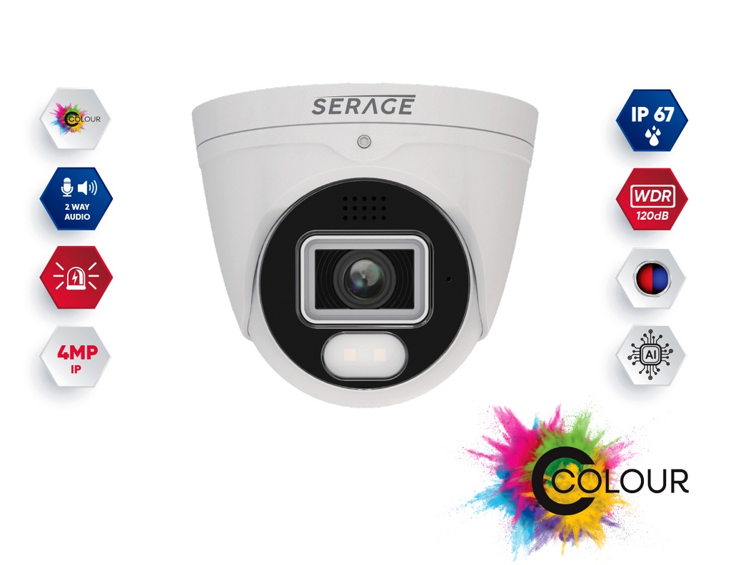 SRPDNC4FAIW/B - Serage 4MP 2.8mm Fixed Lens Premium C-Colour Dome Camera