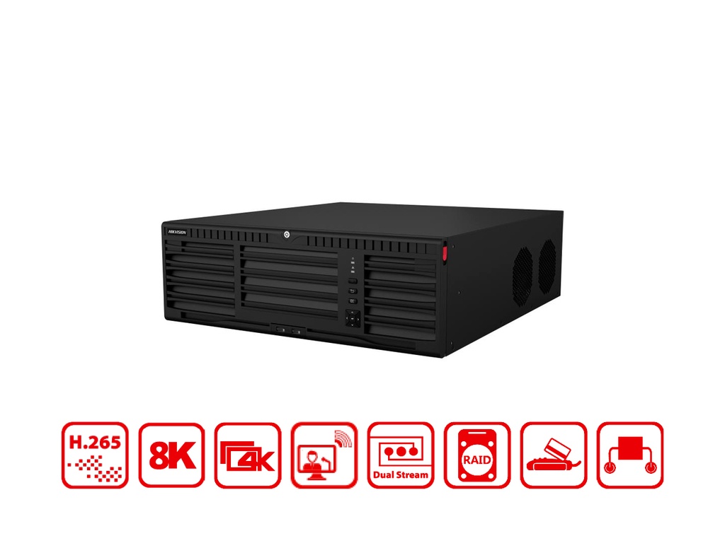 DS-96128NI-M16/R - Hikvision 128-ch 3U 4K NVR