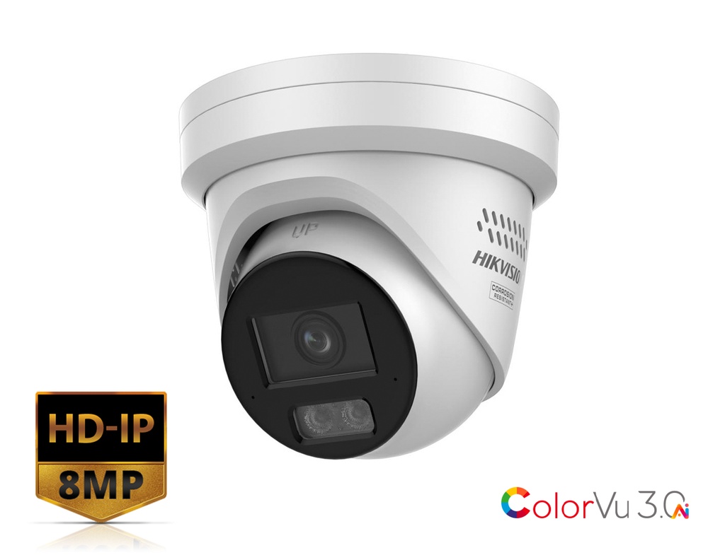 DS-2CD2387G3-LIS2UY/S(L)(RB) - Hikvision 8 MP Smart Hybrid Light with ColorVu Fixed Turret Network Camera