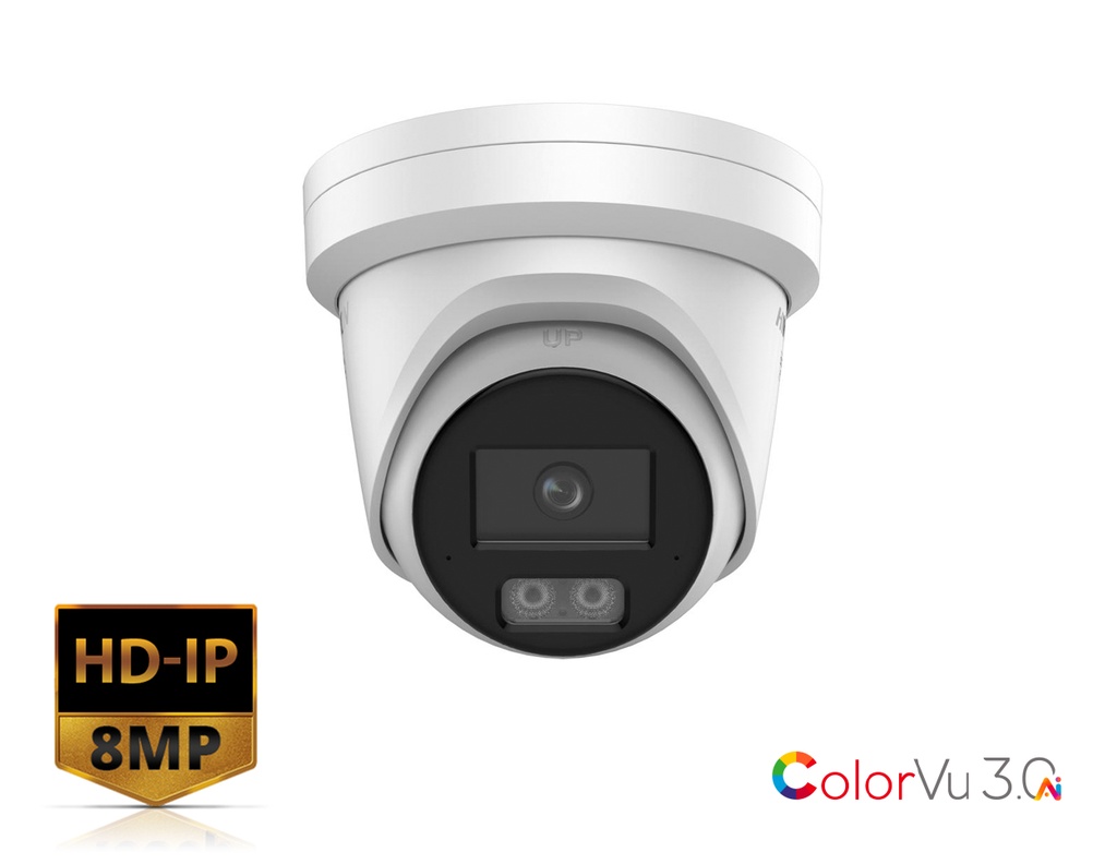DS-2CD2387G3-LI(2U)Y - Hikvision 8 MP Smart Hybrid Light with ColorVu Fixed Turret Network Camera