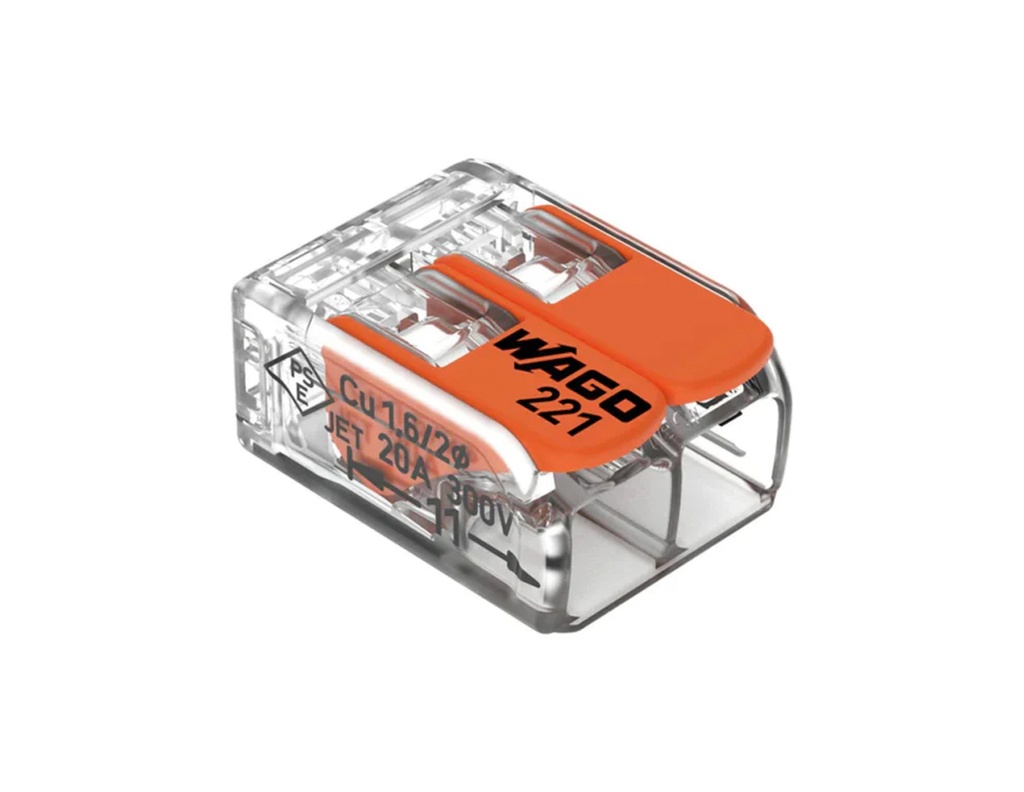 GTWAGO2WAY - Wago 2 Pole Terminal Block / Splicing Connector with Orange Lever Lock, 4mm, 450V, 32A