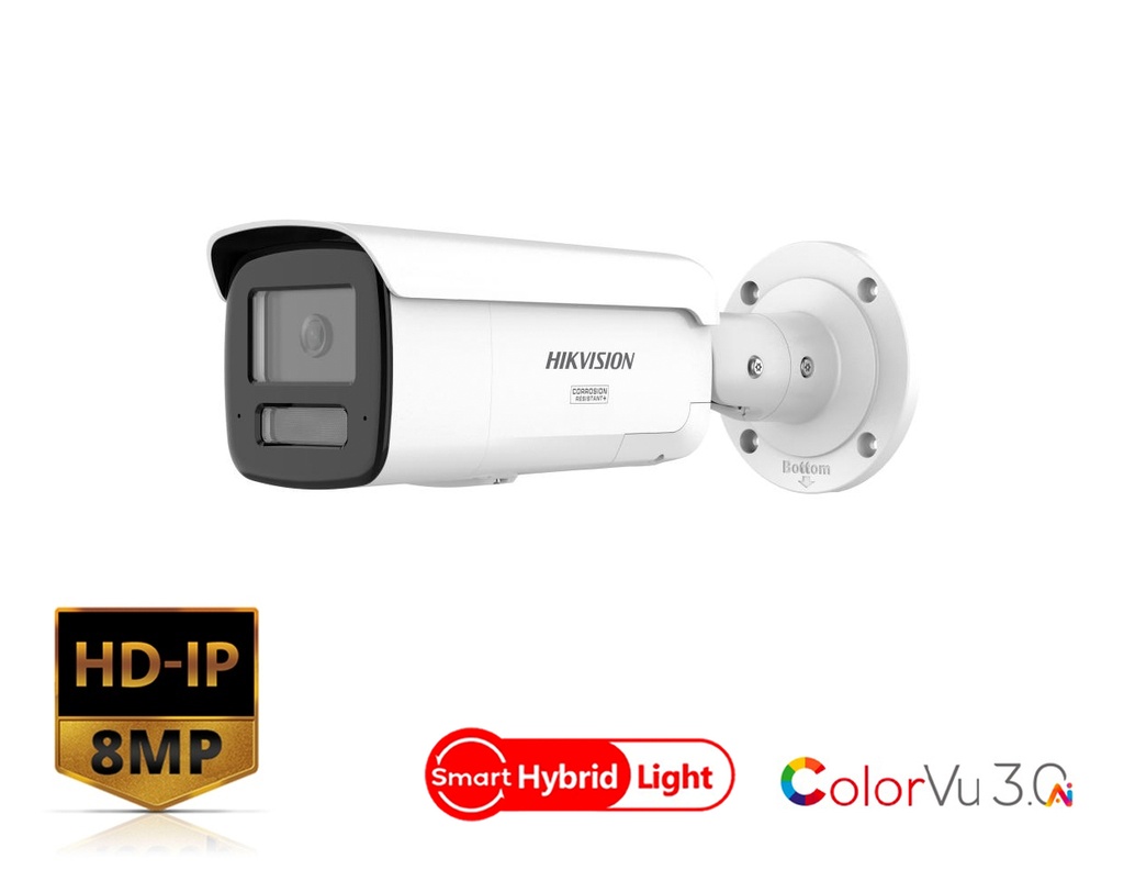 DS-2CD2T87G3-LIS2UY/SL(2.8mm) - Hikvision 8 MP Smart Hybrid Light with ColorVu Fixed Bullet Network Camera
