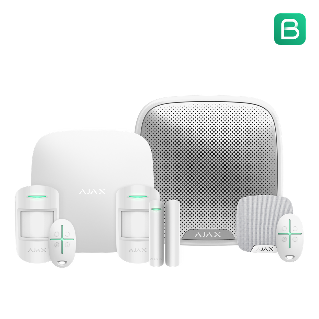 Ajax Kit 6 - 2xMotionProtectU, 1xHub4G, 1xDoorProtectU, 2xSpaceControl, 1xHomeSirenU, 1xStreetSiren
