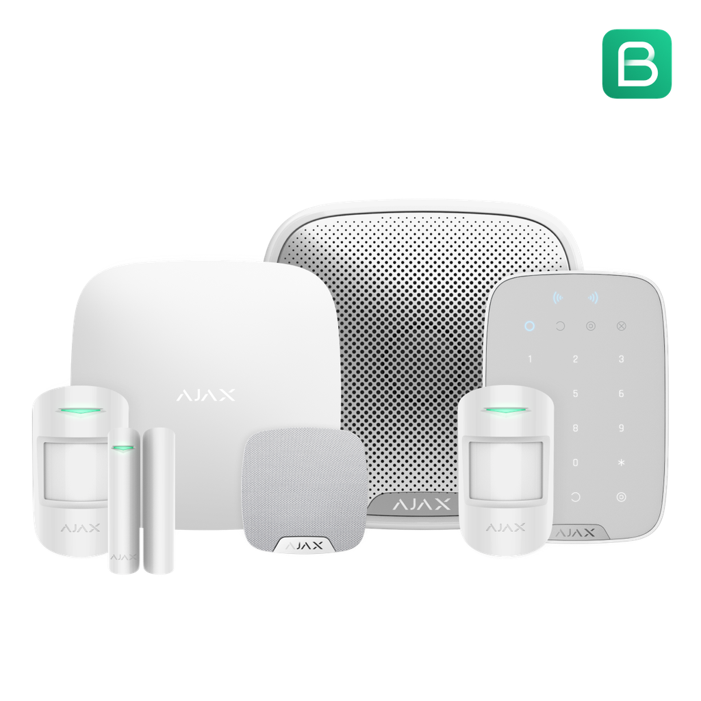 Ajax Kit 8 - 2xMotionProtectU, 1xHub4G,  1xDoorProtectU, 1xKeyPadPlus, 1xHomeSirenU, 1xStreetSiren