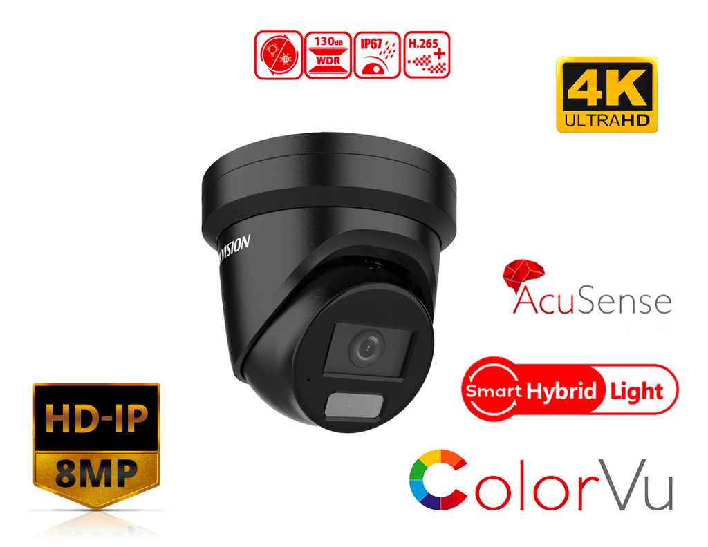 DS-2CD2387G2H-LIU/B(2.8MM) - Hikvision 8 MP Smart Hybrid Light with ColorVu Fixed Turret Network Camera