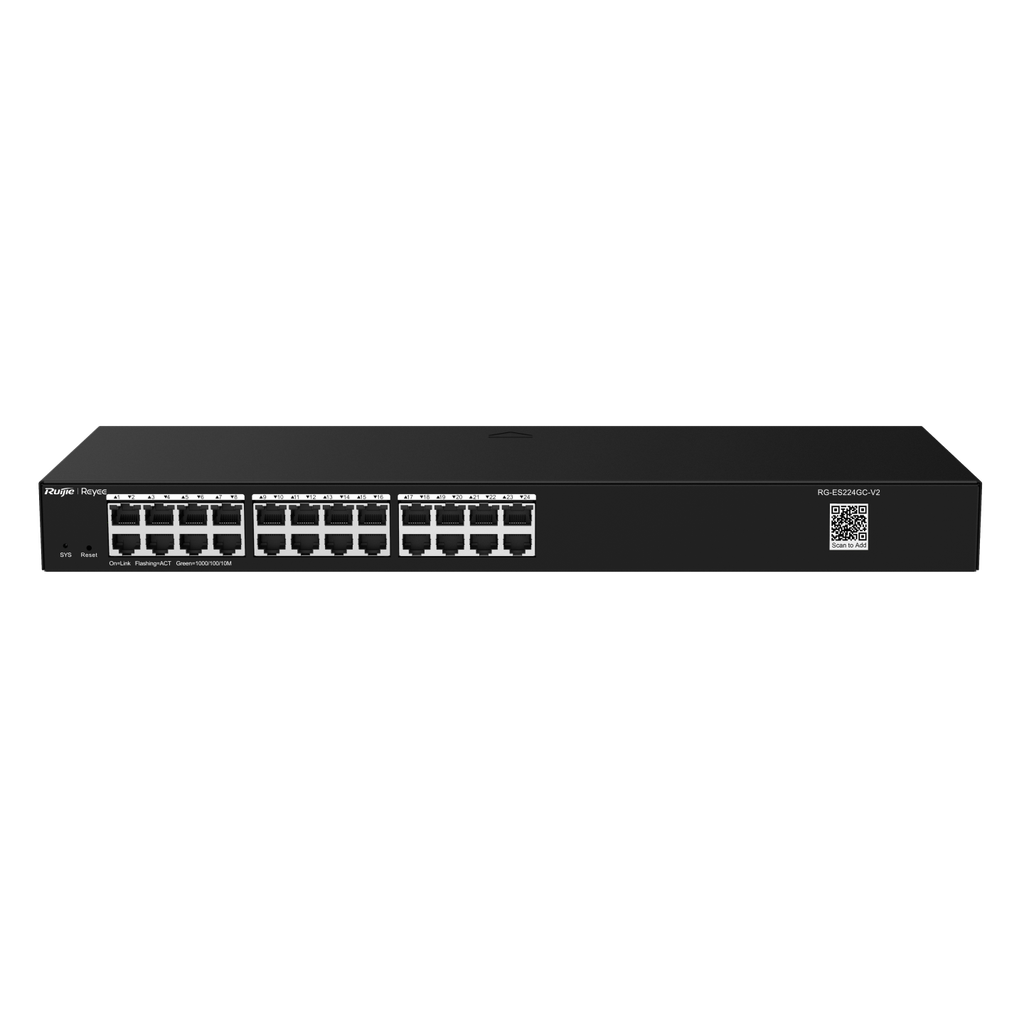 RG-ES224GC-V2 - Ruijie 24-Port Gigabit Smart Cloud Managed Non-PoE Switch