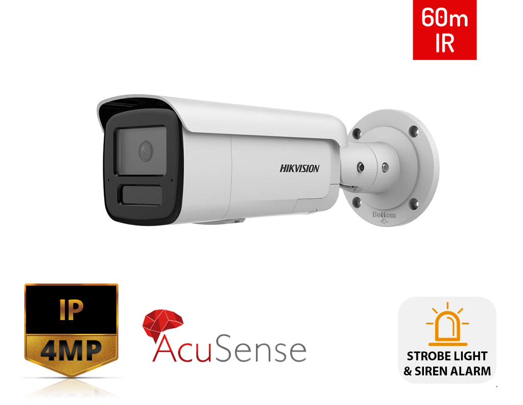 DS-2CD2T46G2H-IS2U/S(L)(RB) - Hikvision 4MP AcuSense Strobe Light and Audible Warning Fixed Bullet Network Camera