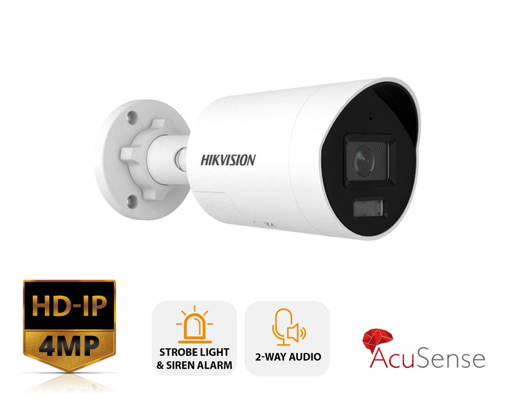 DS-2CD2046G2H-I2U/S(L)(RB) - Hikvision 4MP AcuSense Strobe Light and Audible Warning Fixed Bullet Network Camera