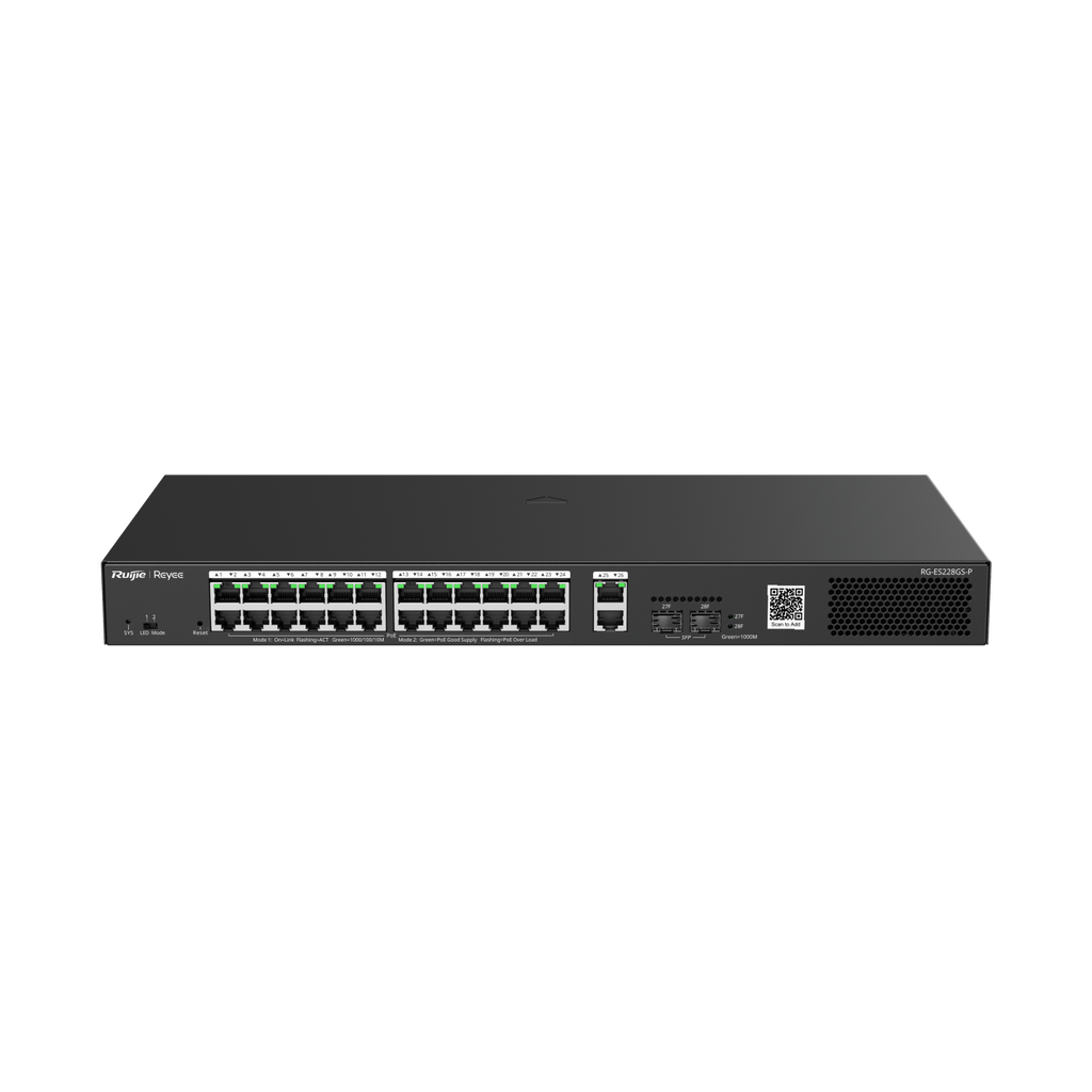 RG-ES228GS-P - Ruijie 28-Port Gigabit Smart Cloud Managed PoE Switch
