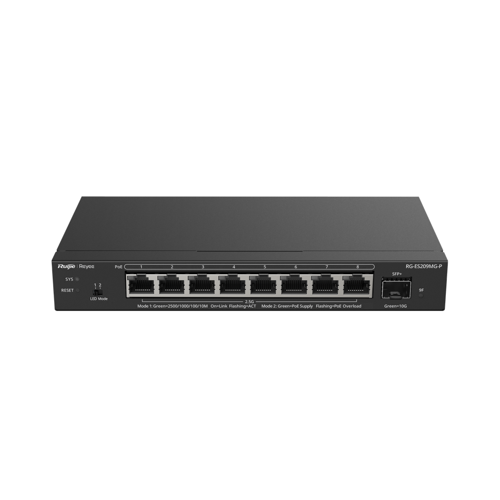 RG-ES209MG-P - Ruijie 8-Port 2.5G Cloud Managed PoE Switch, 1 x 10G Uplink