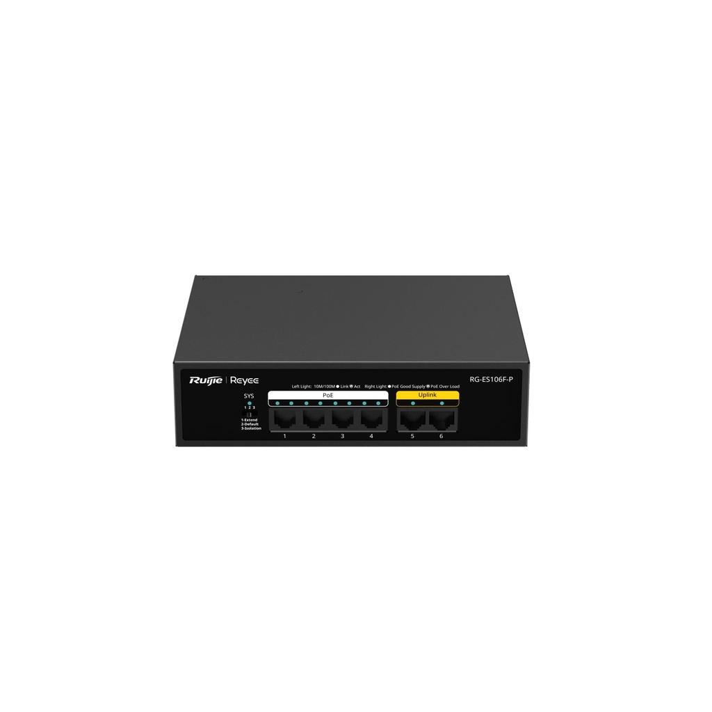 RG-ES106F-P - Ruijie 6-Port 10/100 Mbps Unmanaged PoE Switch