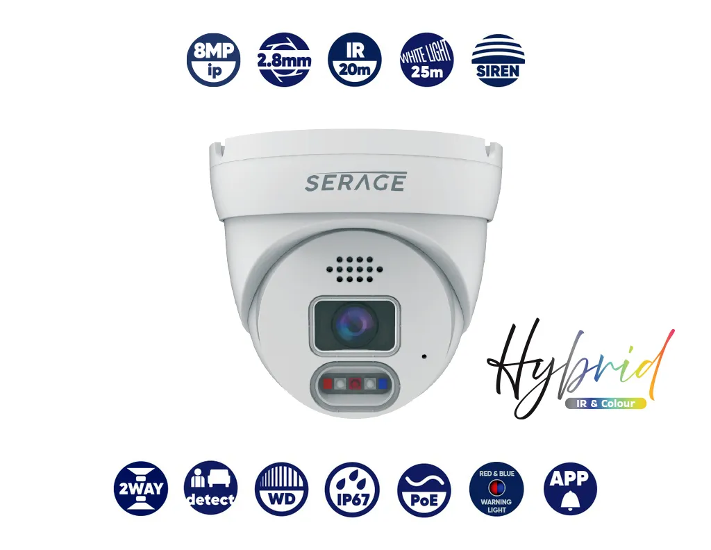 SRDNC8FSW/B - Serage 8MP IP 2.8mm Fixed Lens Dome Camera