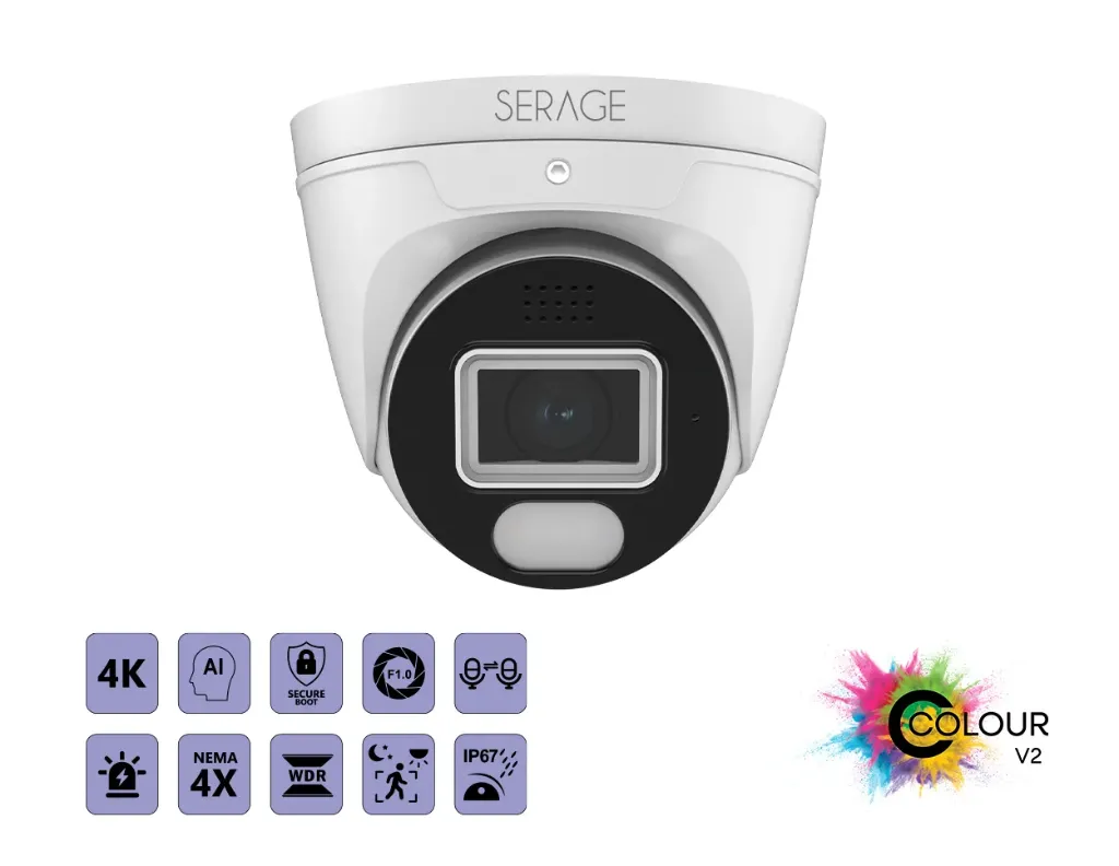 SRP+DNC8FAIW/B - Serage 8MP 2.8mm Fixed Lens Premium+ Serage C-Colour V2 Dome Camera