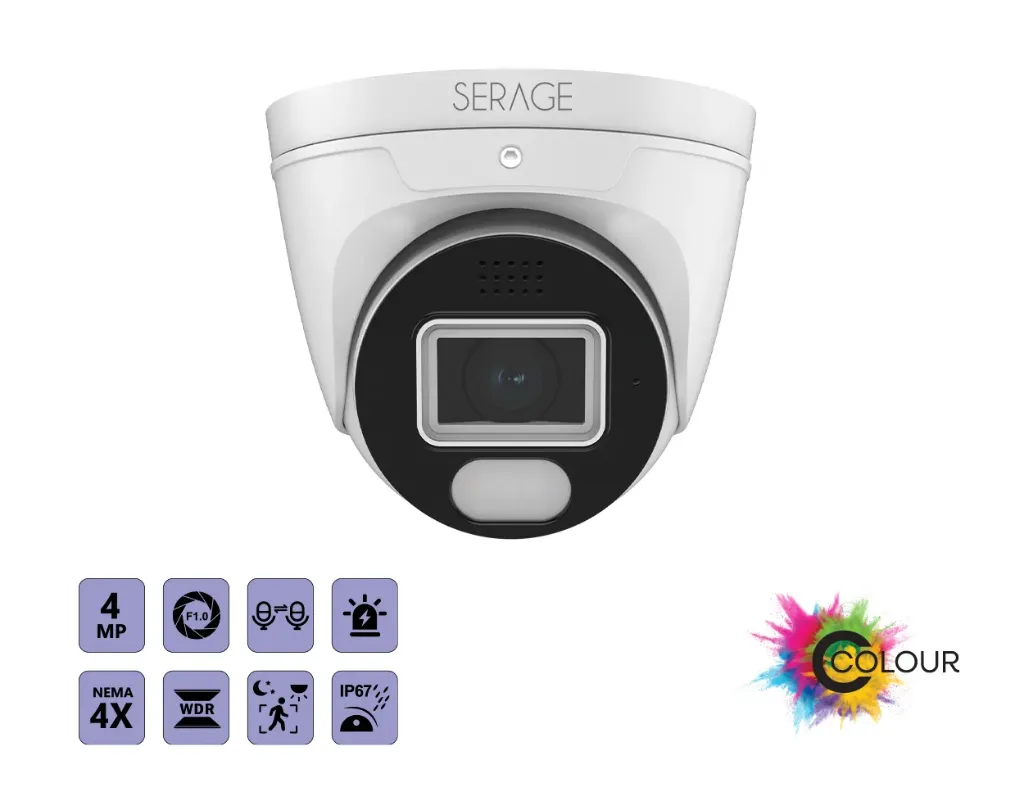 SRPCDNC4FW/B - Serage 4MP 2.8mm Fixed Lens Premium Serage C-Colour Dome Camera