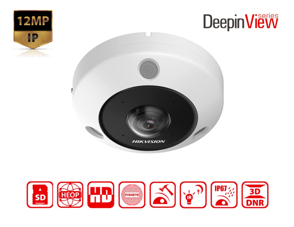 DS-2CD63C5G1-IVS(1.29MM) - Hikvision 12 MP DeepinView Fisheye Network Camera