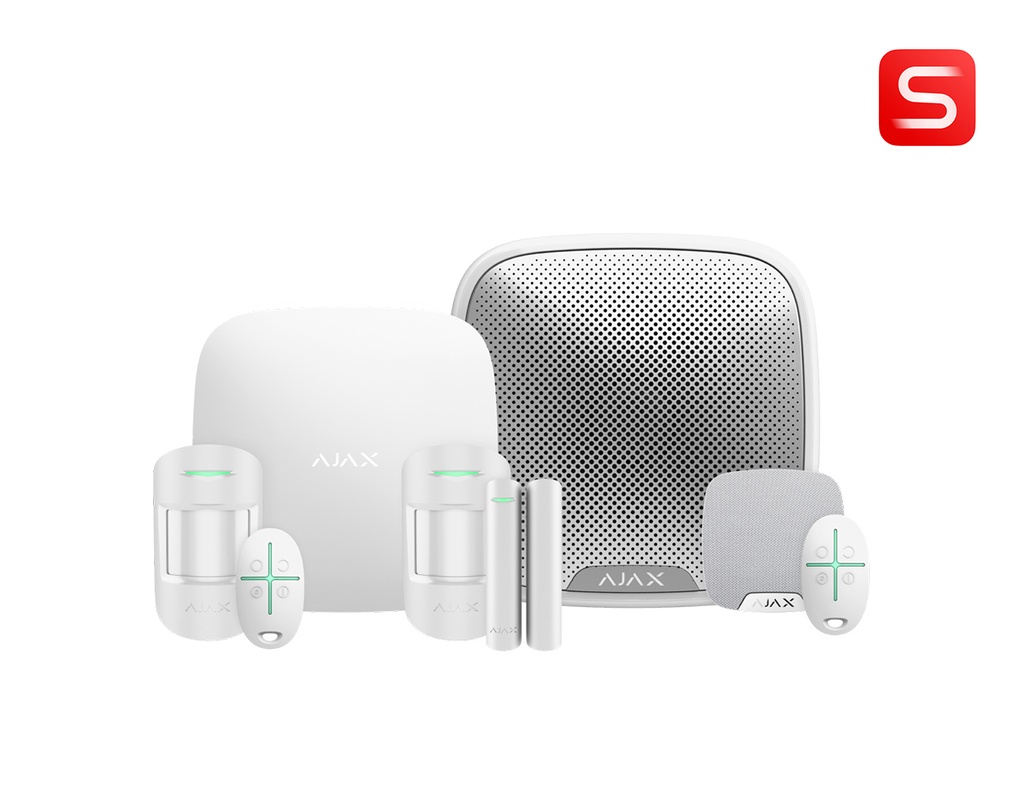 Ajax Kit 2 S - 2xMotionProtect, 1xHub2,  1xDoorProtect, 2xSpaceControl, 1xStreetSiren, 1xHomeSiren.