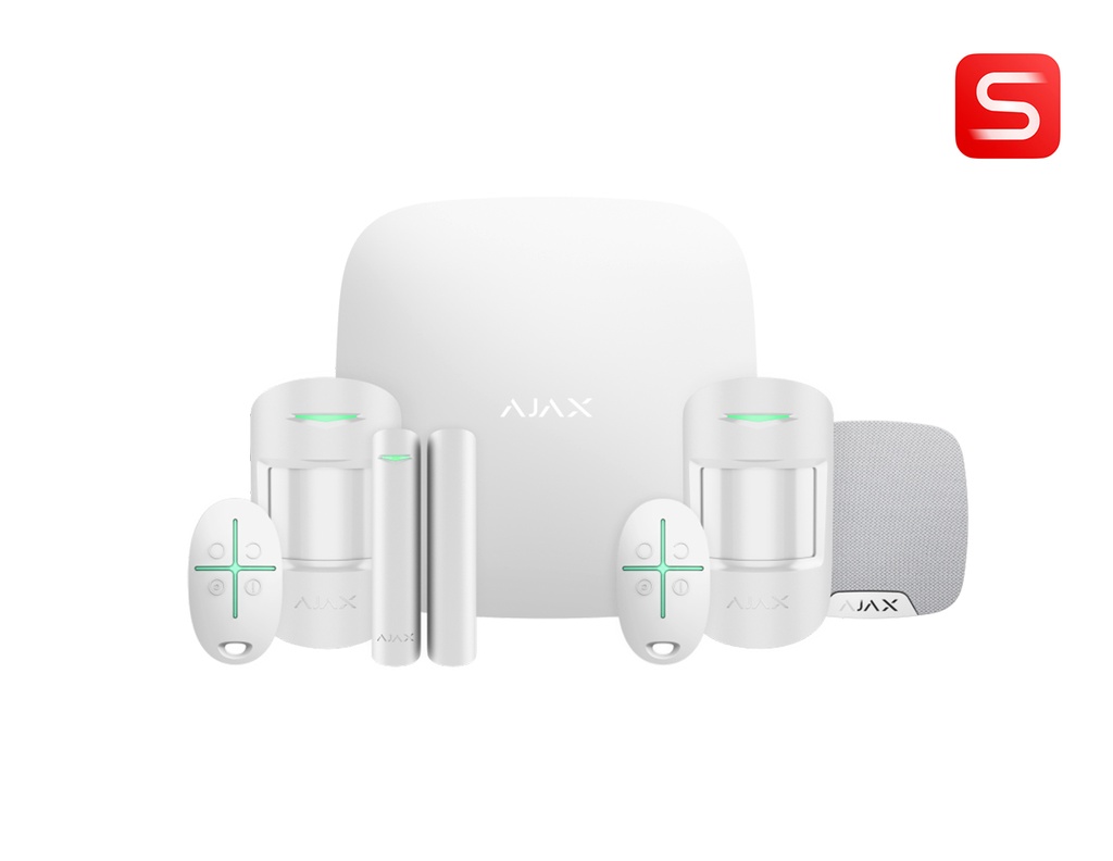Ajax Kit 3 S - 2xMotionProtect, 1xHub2, 1xDoorProtect, 2xSpaceControl, 1xHomeSiren