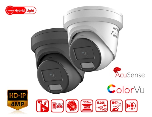 Hikvision 4 MP Smart Hybrid Light with ColorVu Fixed Turret Network Camera