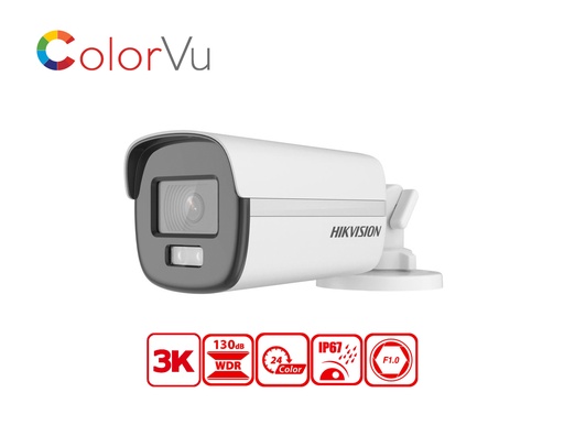 [DS-2CE12KF3T-LE(2.8MM)] DS-2CE12KF3T-LE(2.8MM) - Hikvision 3K ColorVu Dual-light PoC Fixed Bullet Camera