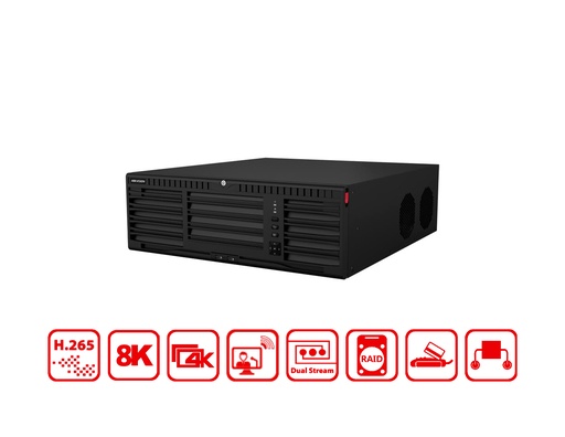 DS-96128NI-M16/R - Hikvision 128-ch 3U 4K NVR