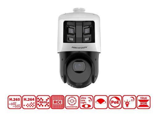 [DS-2SE4C425MWG-E/26(F0)] DS-2SE4C425MWG-E/26(F0) - Hikvision TandemVu 6+4MP 25X Colorful & IR Panoramic & PTZ Camera