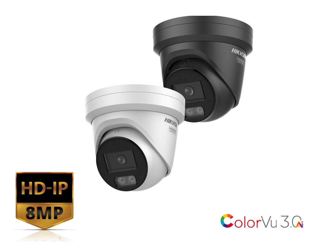 DS-2CD2387G3-LI(2U)Y - Hikvision 8 MP Smart Hybrid Light with ColorVu Fixed Turret Network Camera