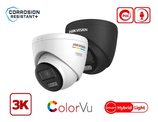 DS-2CE72KF3T-LSYE - Hikvision 3K Smart Hybrid Light ColorVu Fixed PoC Turret Camera