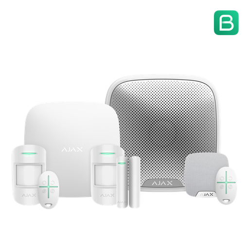 Ajax Kit 6 - 2xMotionProtectU, 1xHub4G, 1xDoorProtectU, 2xSpaceControl, 1xHomeSirenU, 1xStreetSiren
