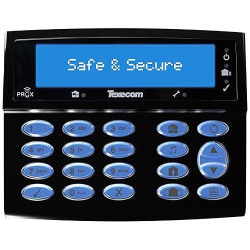 DBD-0200 - Texecom LCDLP Premier Elite, 2-Zone LCD Keypad with LED Backlight, 4-Wire, Midnight Black