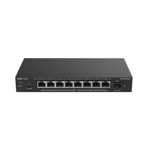 [RG-ES209MG-P] RG-ES209MG-P - Ruijie 8-Port 2.5G Cloud Managed PoE Switch, 1 x 10G Uplink