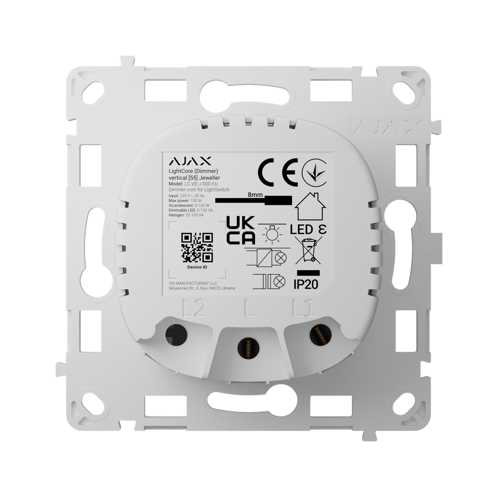 [91249.255.WH1] 91249.255.WH1 - Ajax LightCore (Dimmer) [55] Vertical