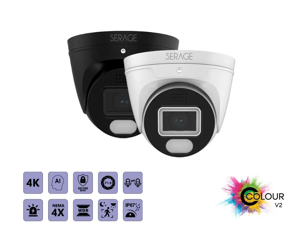 SRP+DNC8FAIW/B - Serage 8MP 2.8mm Fixed Lens Premium+ Serage C-Colour V2 Dome Camera